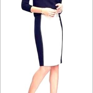 Ann Taylor Navy & Ivory Color Block Pencil Skirt Women's Size 2